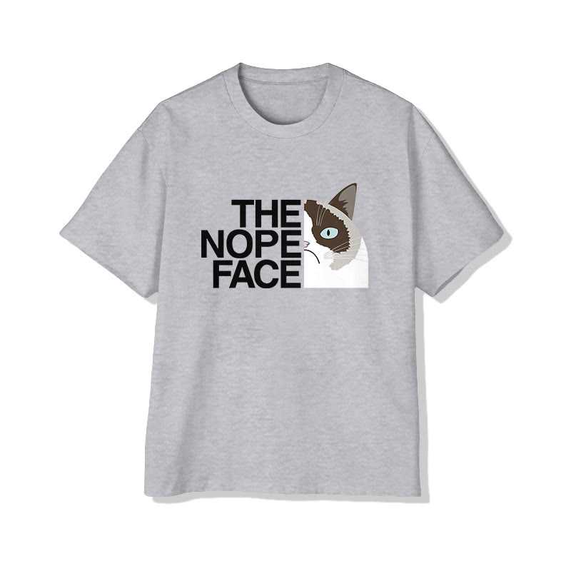 Unisex Funny The Nope Face Cat Short Sleeve Crew Neck T-shirt - Grey - 2XL - image 3