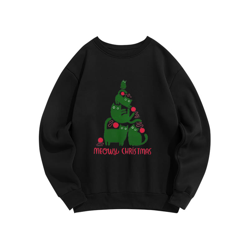 Meowy Christmas Print Crew Neck Sweatshirt - Black - US16-18(2XL) - image 3