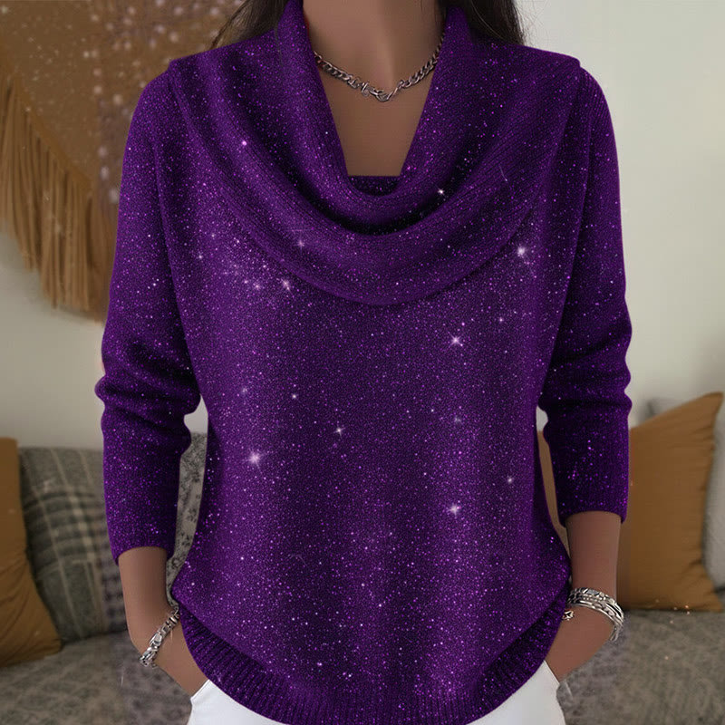 Sparkling Starry Sky Long Sleeved Sweater - Purple - 3XL - image 6