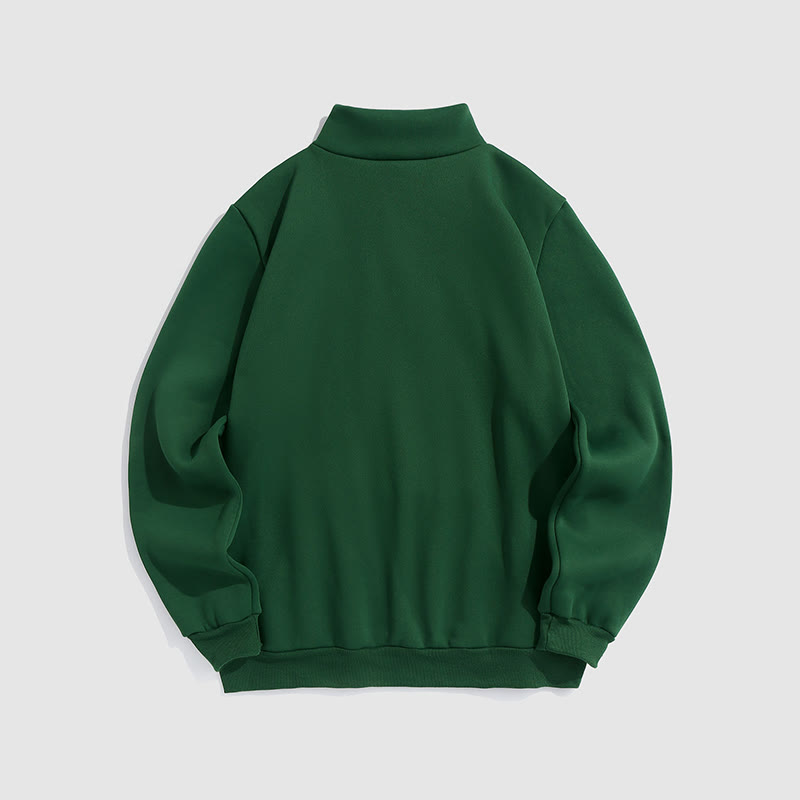 100% Cotton Solid Color Stand Collar Zipper Casual Fleece Sweatshirt - image 8