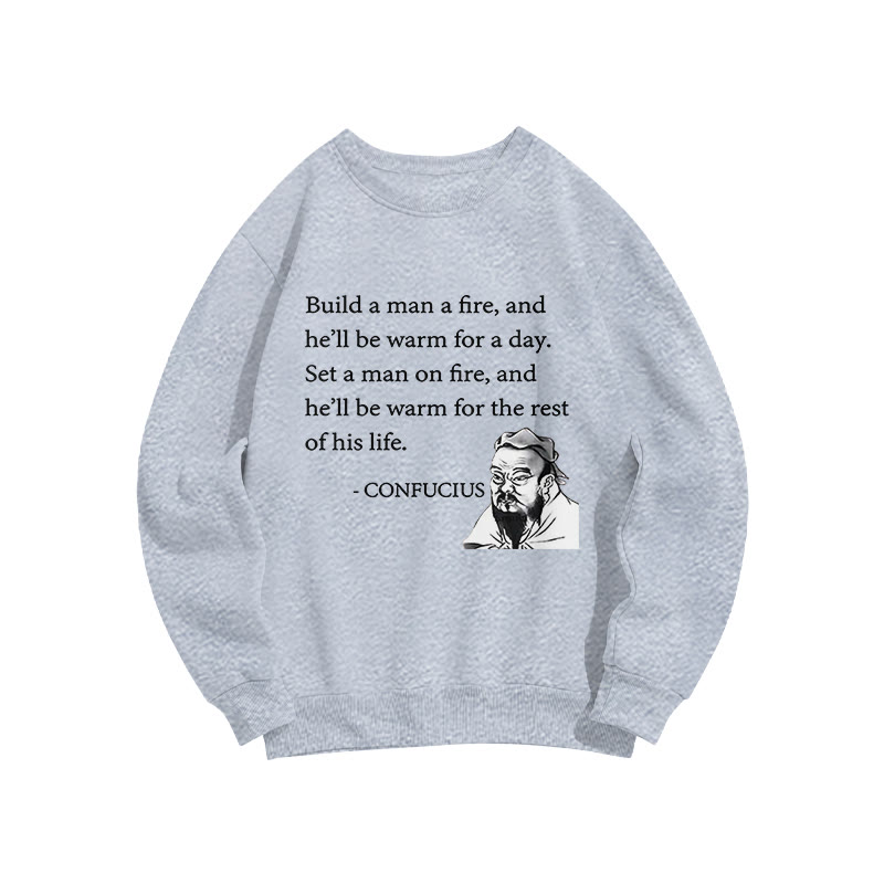 Confucius's Sayings Funny Print Crew Neck Sweatshirt - Grey - US16-18(2XL) - image 4