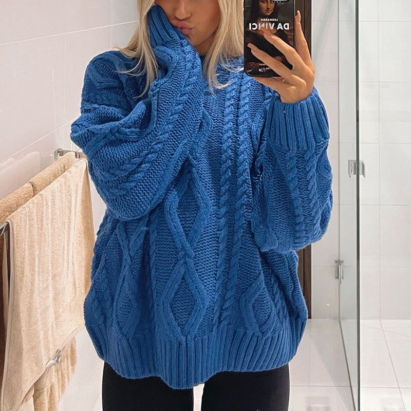Stylish Solid Color Casual Crew Neck Sweater - Blue - L - image 12