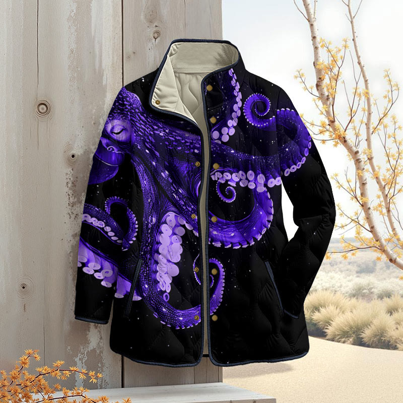 Three-dimensional Creative Octopus Print Outerwear Jackets - Purple - 4XL - image 3