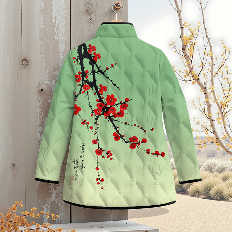 Japanese Vintage Plum Blossom Art Print Outerwear Jackets - image 2