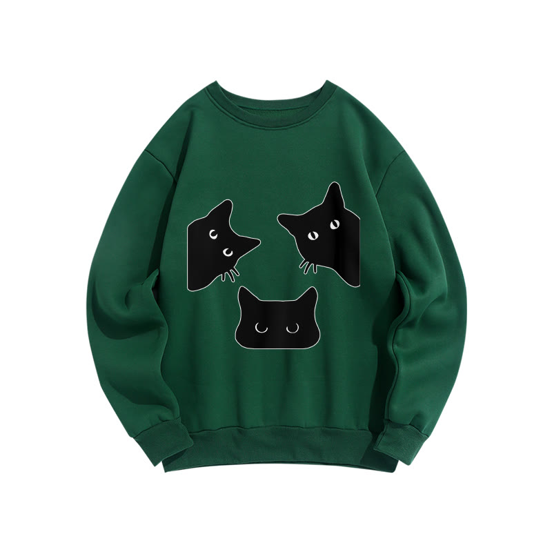 Unisex Cat Gaze Prints Print Long Sleeve Crew Neck Sweatshirt - Green - US16-18(2XL) - image 6