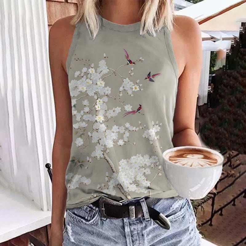 Women's Floral Print Tank Top - Beige - 5XL - image 3