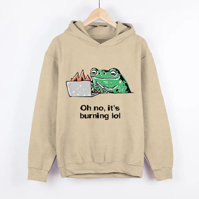 Unisex Funny Frog Pattern Long Sleeved Hoodie - Apricot - US44-46(8XL) - image 3
