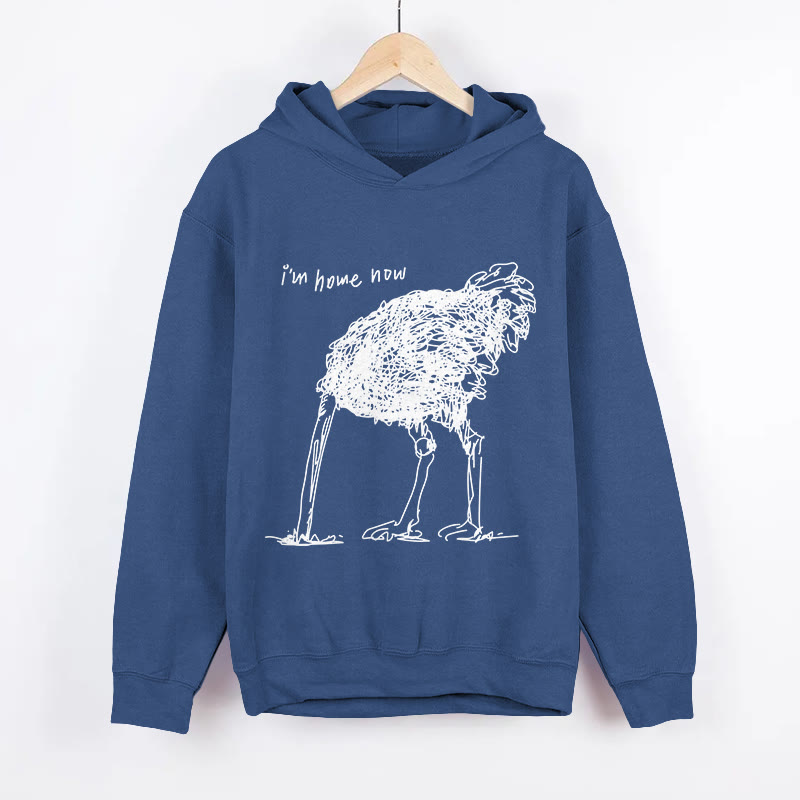 Unisex I'm Home Now Pattern Long Sleeved Hoodie - Dark Blue - US44-46(8XL) - image 4