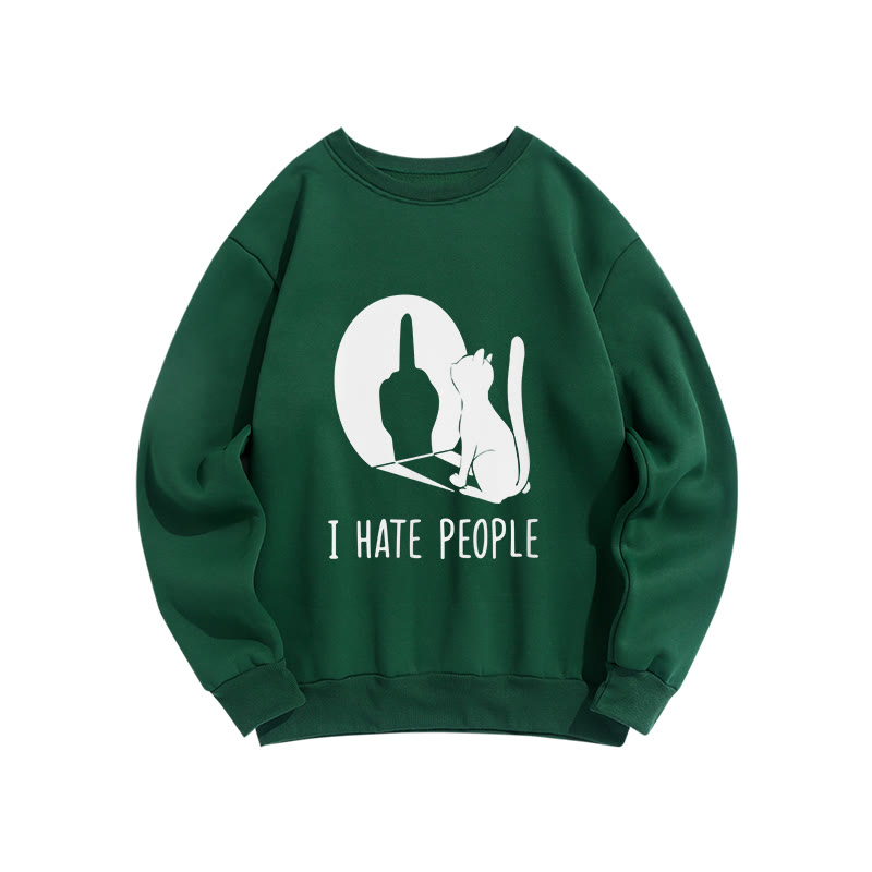 Unisex Fun Action Cat Taunt Print Long Sleeve Crew Neck Sweatshirt - Green - US16-18(2XL) - image 7