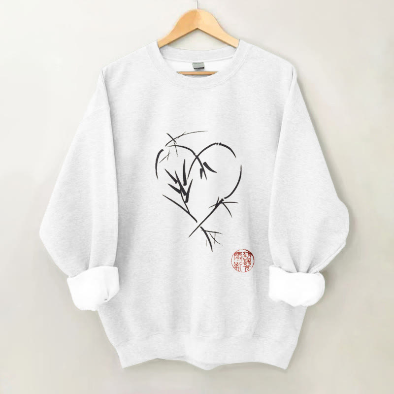 100% Cotton Valentine's Day Japanese Hearts Print Crew Neck Sweatshirt - White - 2XL - image 4