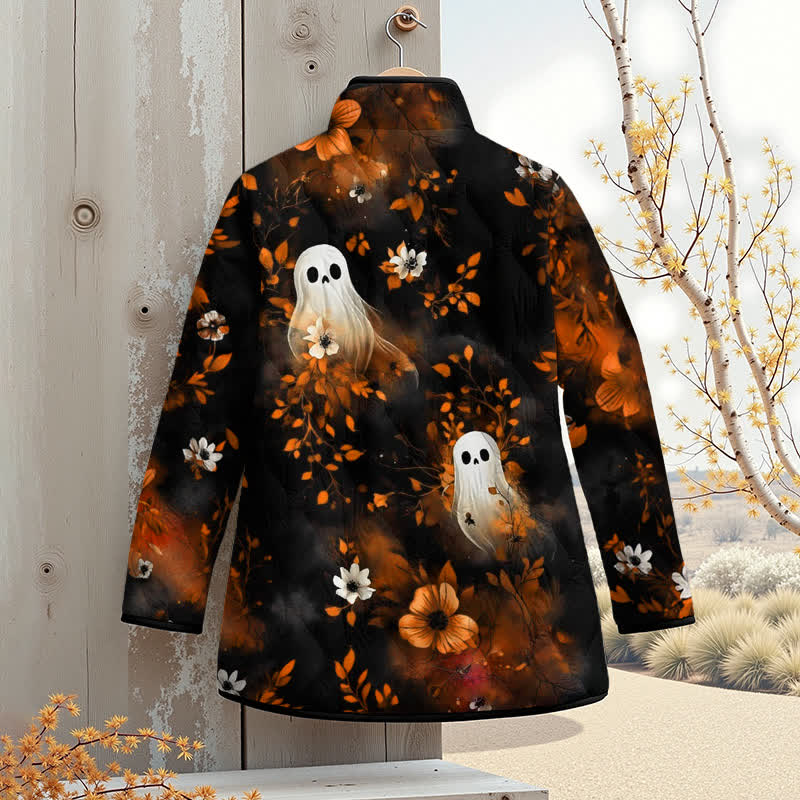 Ghost In The Flowers Halloween Print Outerwear Jackets - image 4