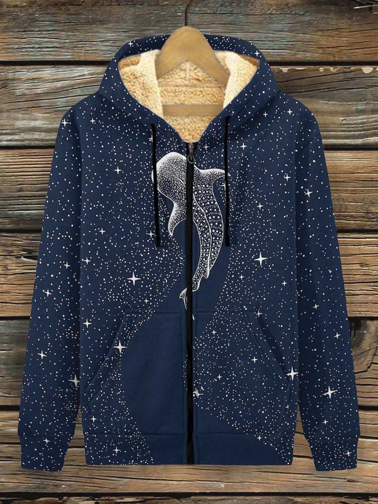 Starry Whale Art Print Fleece Jacket