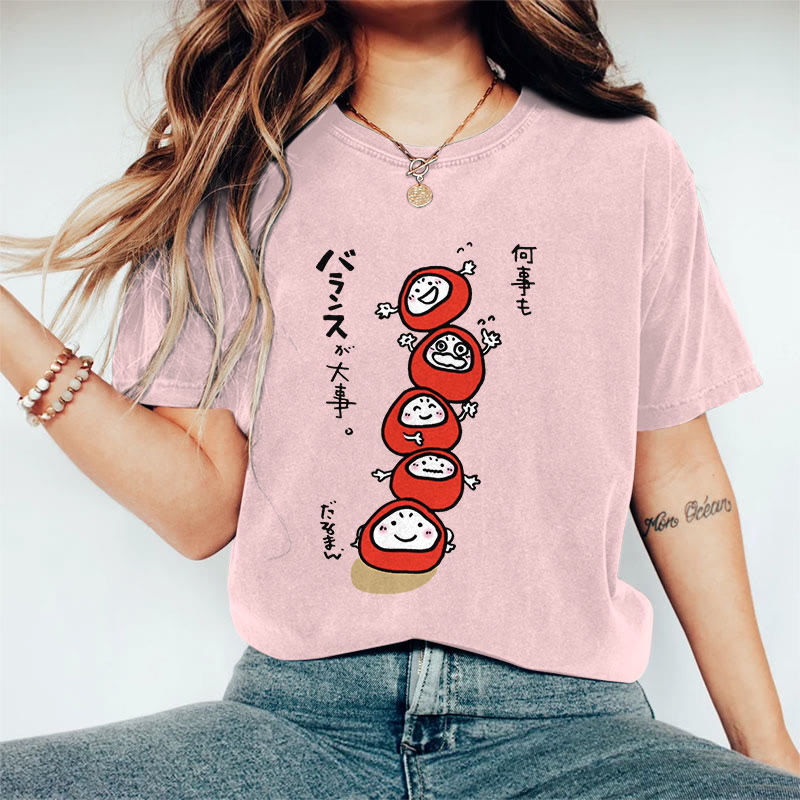 100% Cotton Japanese Lovely Stacking Eggs Print T-shirt - Pink - US16-18(2XL) - image 7