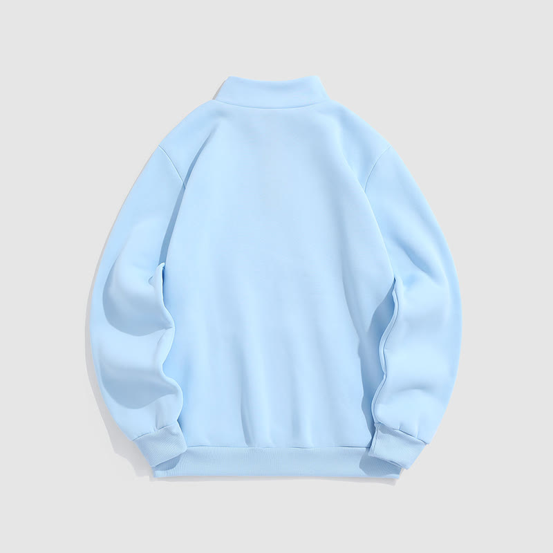 100% Cotton Solid Color Stand Collar Zipper Casual Fleece Sweatshirt - image 16