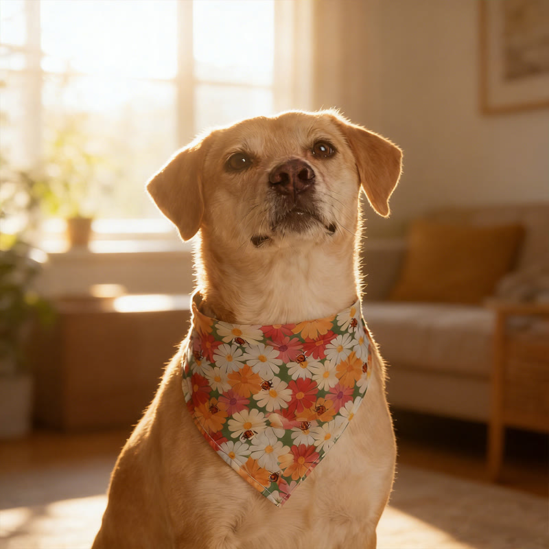 Cute Floral Pattern Prints dog and cat bandana - image 3