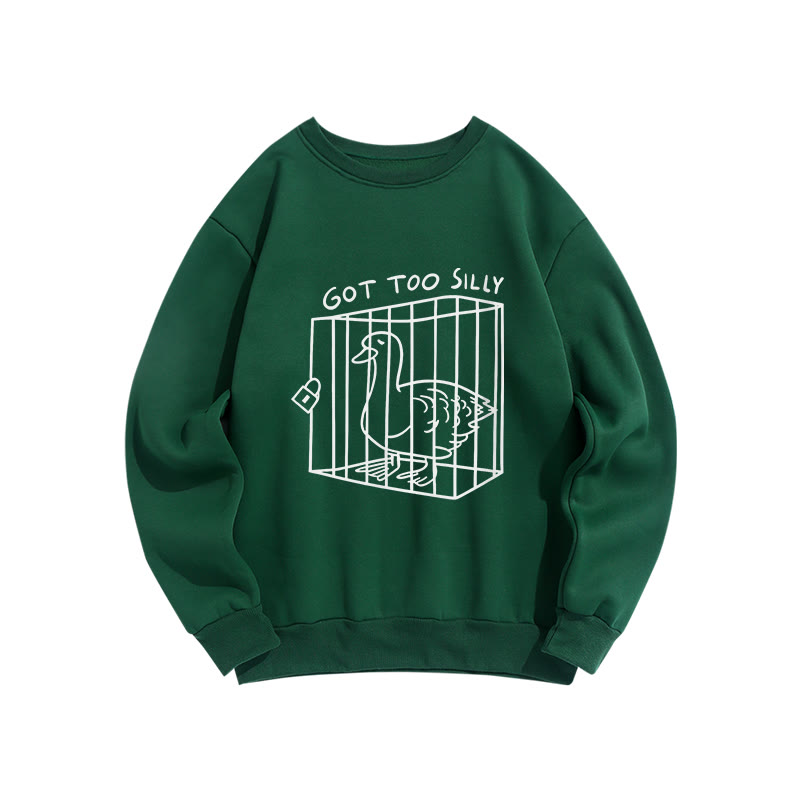 Got Too Silly Duck Pattern Crew Neck Sweatshirt - Green - US16-18(2XL) - image 7