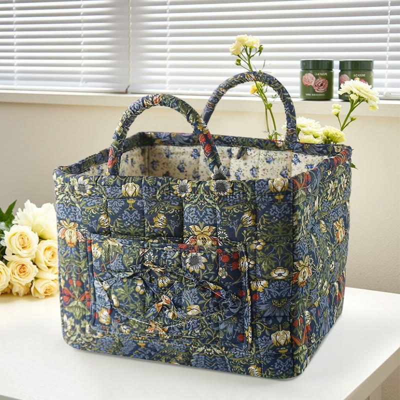 Elegant Floral Pattern Quilted Storage Basket - 3199 - 33*27*28 - image 11