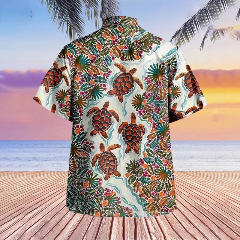 Vintage Turtle Print Hawaiian Short Sleeve Shirt - image 2