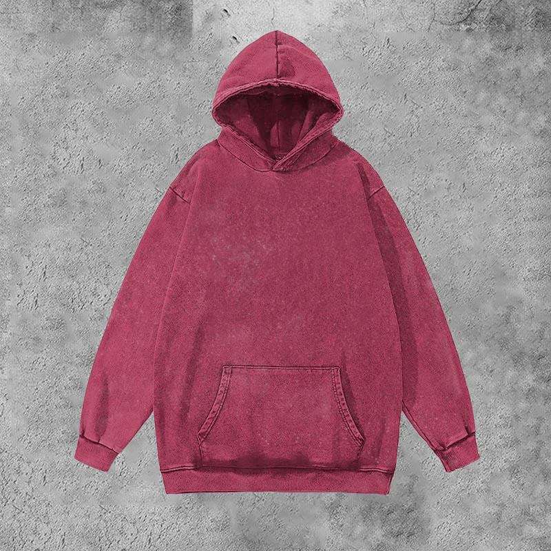 Unisex 100% Cotton Solid Color Washed Hoodie  - Pink - 3XL - image 4