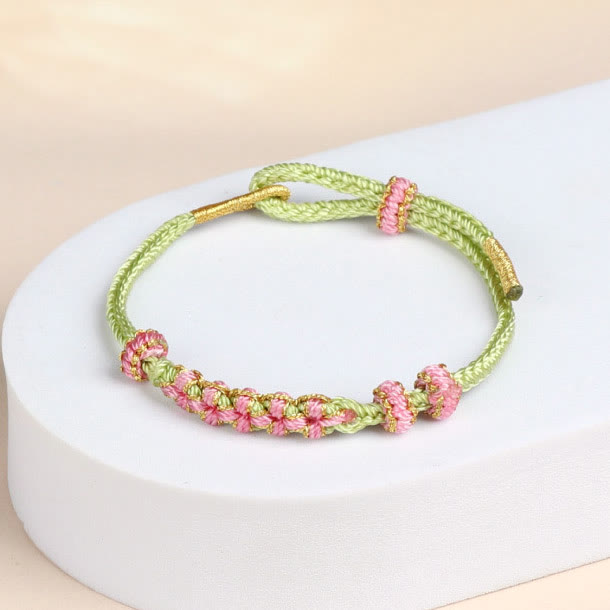 Peach Blossom Knot Diy Bracelet - Light Green - one size - image 5