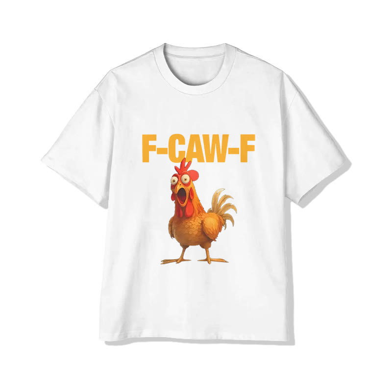 Unisex F-Caw-F Chicken Pattern Short Sleeved Crew Neck T-Shirt - White - 2XL - image 3