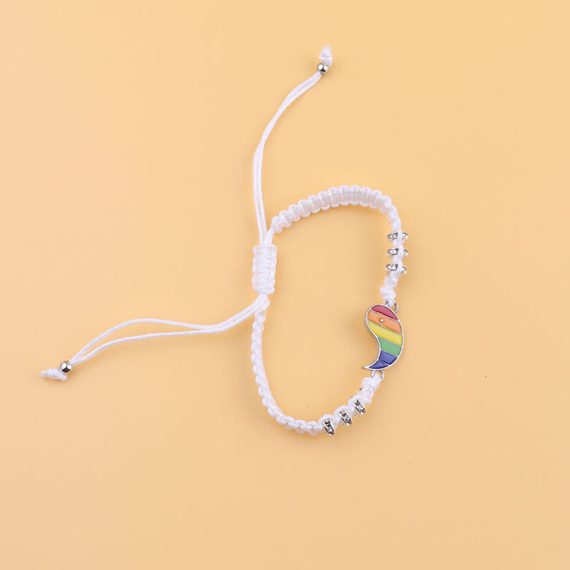 2 Card-mounted Rainbow Color Stitching Hand-woven Adjustable Couple Bracelet Set - image 8