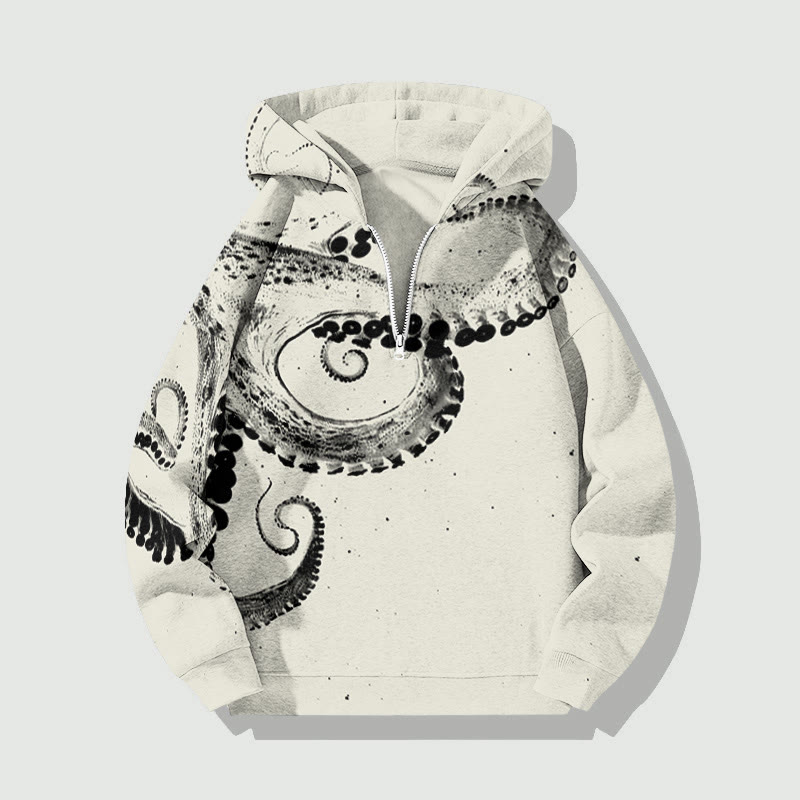 Unisex Three-dimensional Creative Octopus Half Zip Hoodie - White - US32-34(5XL) - image 6