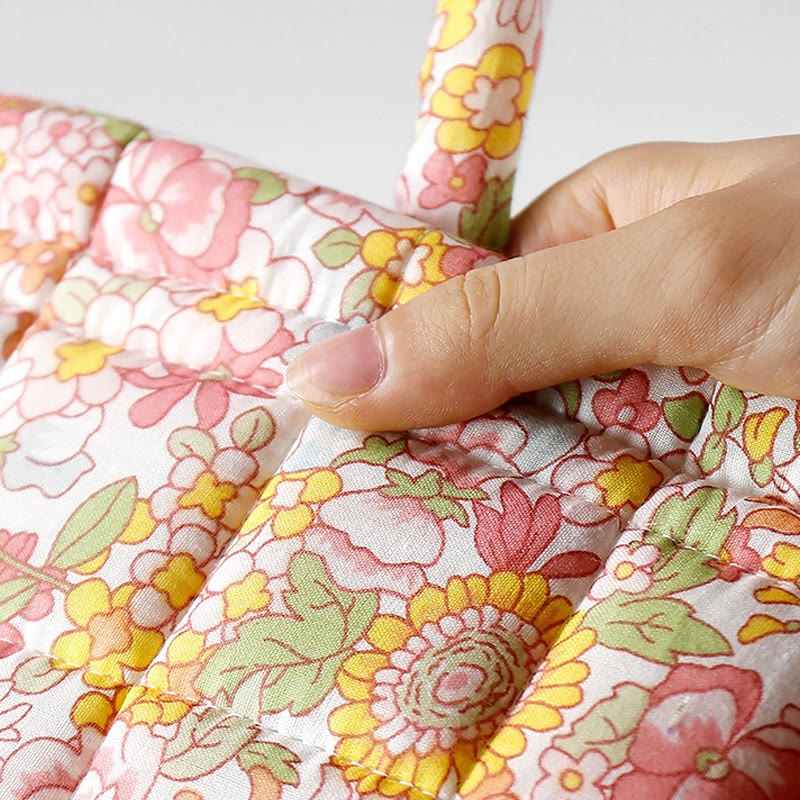 Elegant Floral Pattern Quilted Storage Basket - image 23