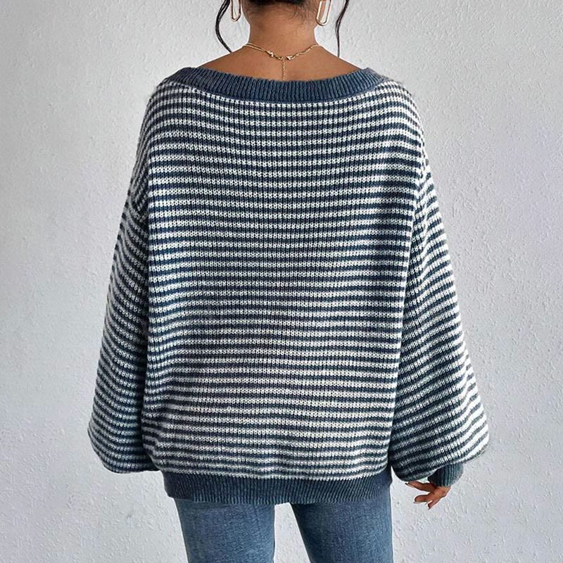 Striped Pattern Drop Shoulder Sweater - image 5