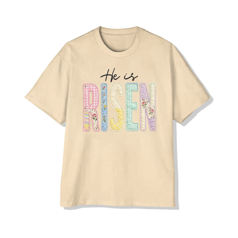 Christian He Is Risen Pattern Print Pattern Cotton Print T-shirt - Apricot - US16-18(2XL) - image 13