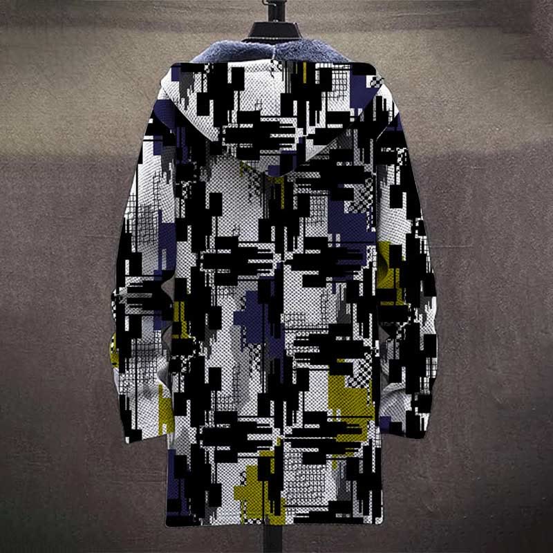 Abstract Geometric Pattern Print Unisex Plush Thick Long-sleeved Fleece Jacket Coat - image 4