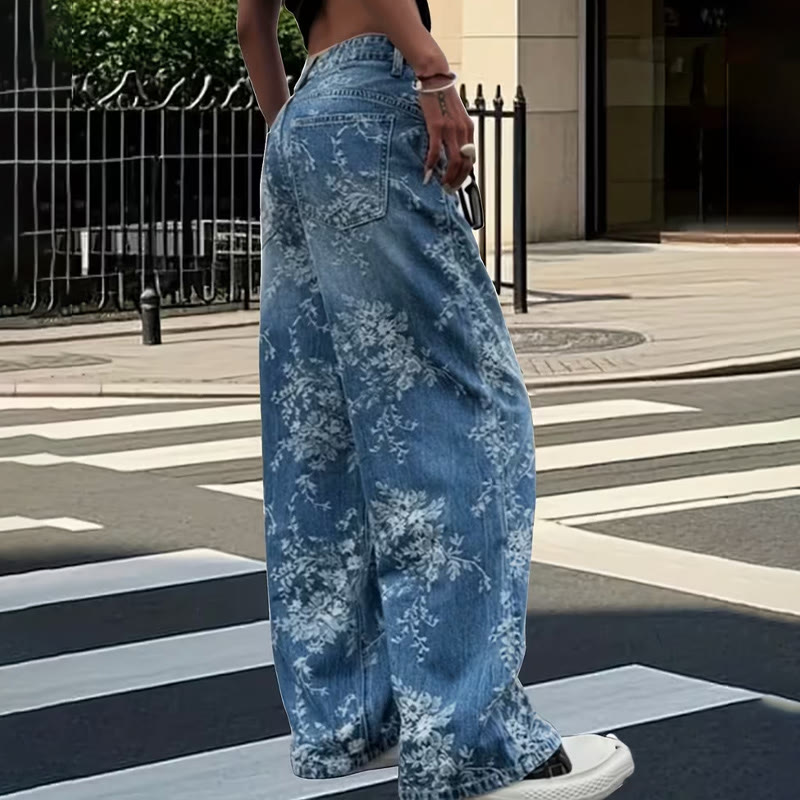 Cozy Lace Jacquard Texture  Wide-leg Jeans - image 4