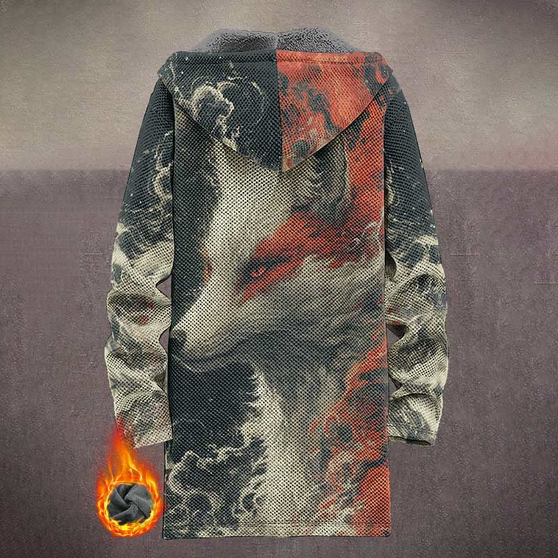 Mysterious Watercolor Fox Pattern Print Unisex Plush Thick Long-sleeved Fleece Jacket Coat - image 3