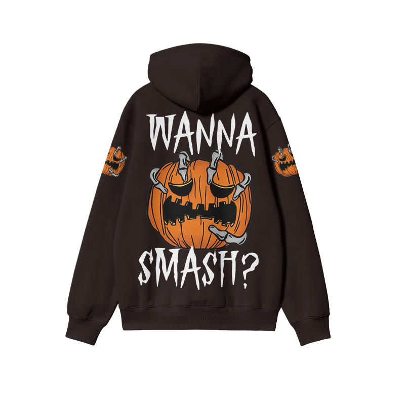 Unisex 100% Cotton Wanna Smash Halloween Print Hoodie - Coffee - US16-18(2XL) - image 5