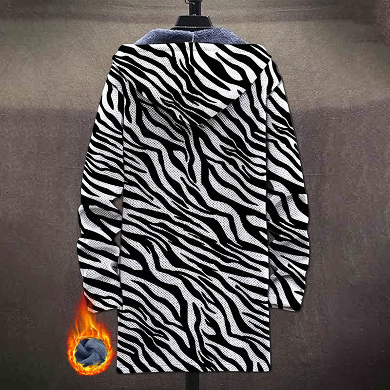 Zebra Stripes Pattern Print Unisex Plush Thick Long-sleeved Fleece Jacket Coat - image 3