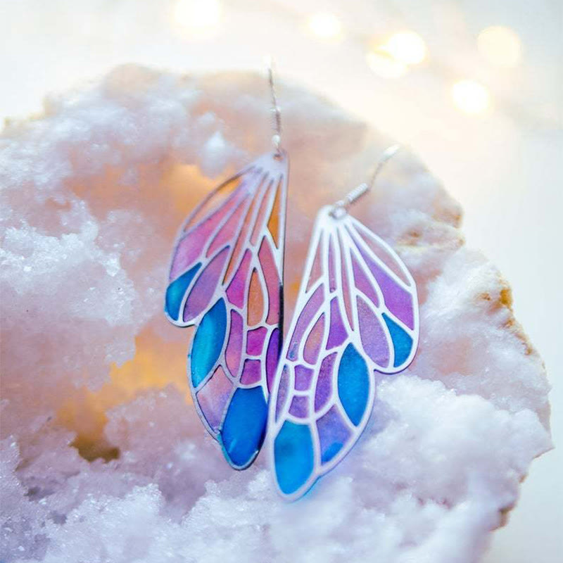 Women's Fantasy Gradient Butterfly Wings Earrings - Silver - one size - image 5