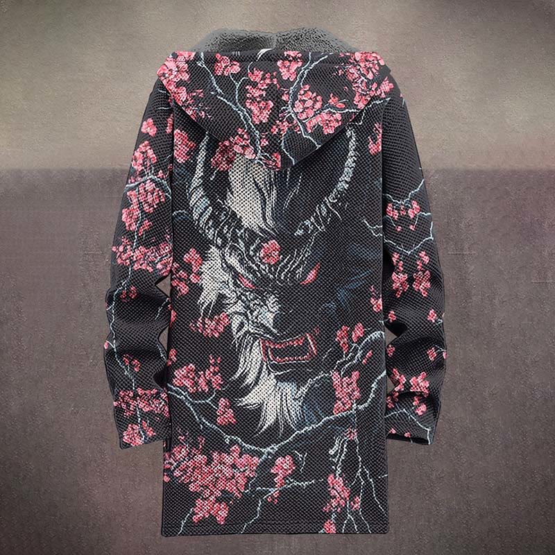 Retro Japanese Pinky Sakura Blossom Print Unisex Plush Thick Long-sleeved Fleece Jacket Coat - image 4