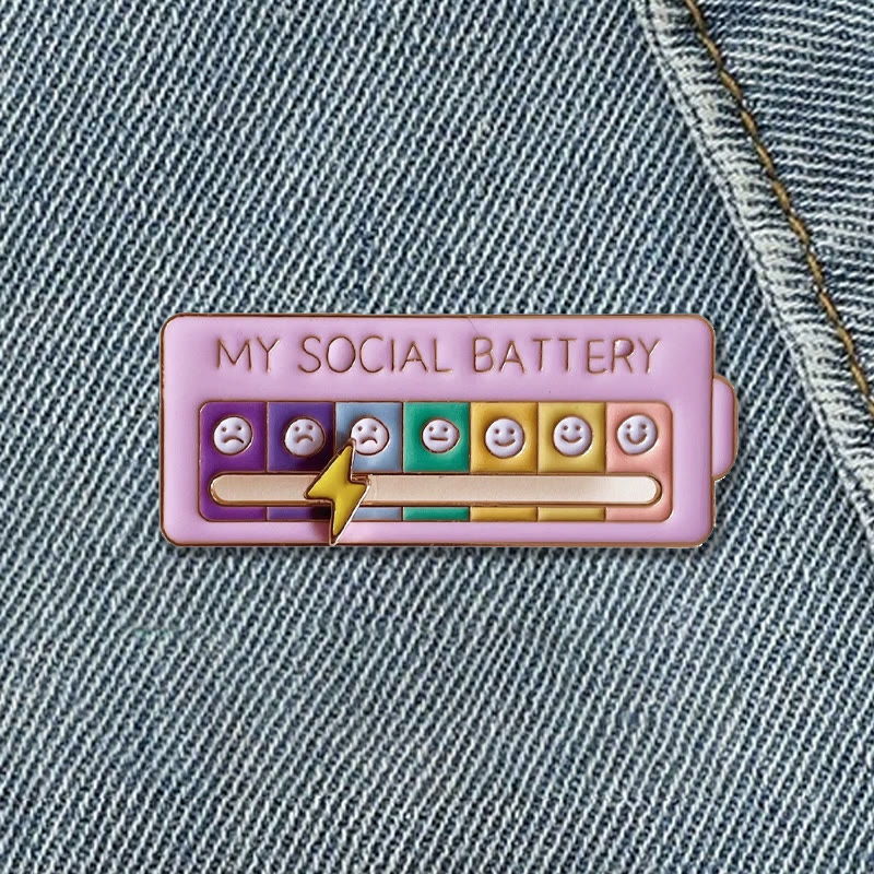 Mood-shifting "social Battery" Slider Pin — Metal Badge Accessory - Pink - One size - image 9