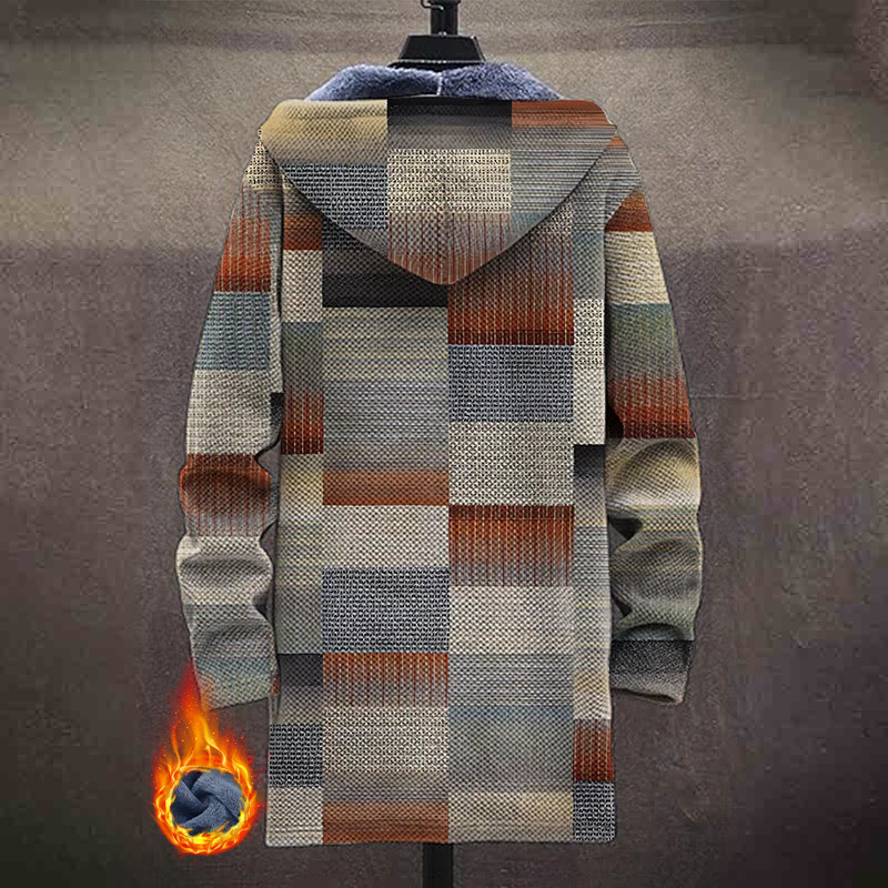 Retro Winter Plaid Print Unisex Plush Thick Long-sleeved Fleece Jacket Coat - image 3