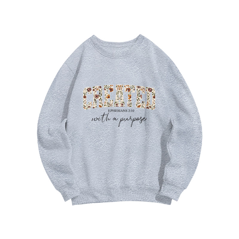 Bible Verse I Created With A Purpose Floral Print Sweatshirt - Grey - US16-18(2XL) - image 4