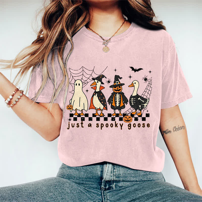 100% Cotton Halloween Just A Spooky Goose Print T-shirt - Pink - 2XL - image 11