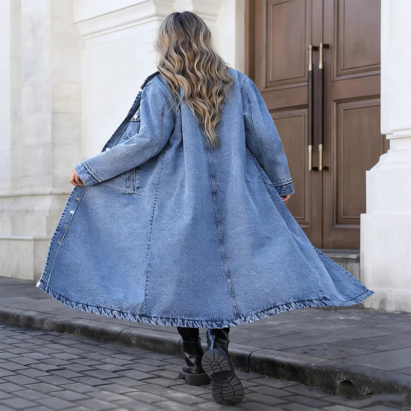 Women's Vintage Button Down Casual Denim Outerwear - image 8