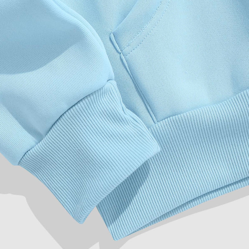 100% Cotton Solid Color Hooded Drawstring Casual Fleece Hoodie - image 7