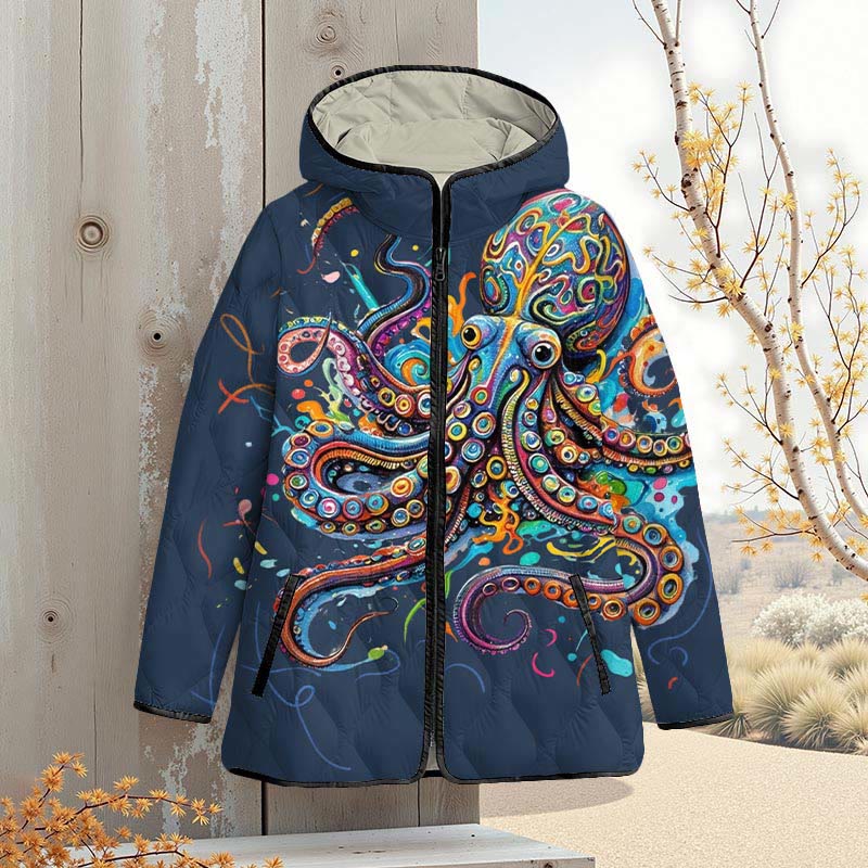 Vintage Rainbow Octopus Art Print Zipper Jackets - image 14