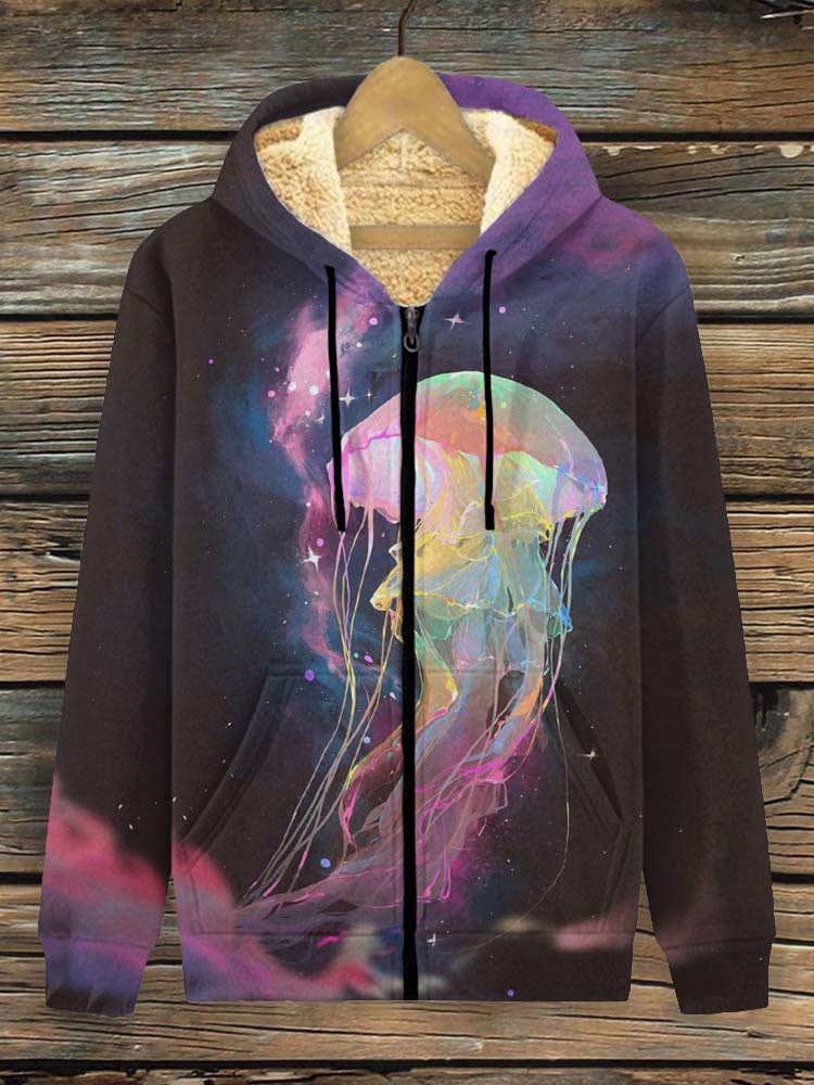 Fantasy Colorful Jellyfish Art Print Casual Fleece Jacket