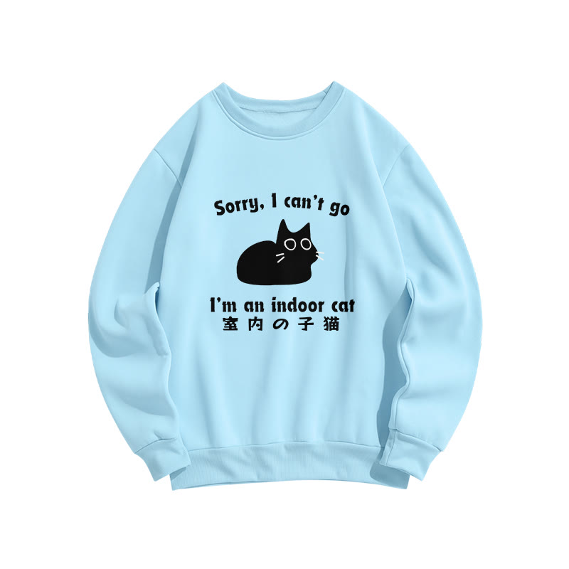 I'm An Indoor Cat Print Crew Neck Sweatshirt - Blue - US16-18(2XL) - image 6