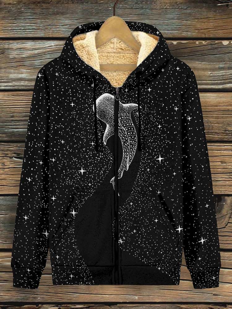 Starry Whale Art Print Fleece Jacket