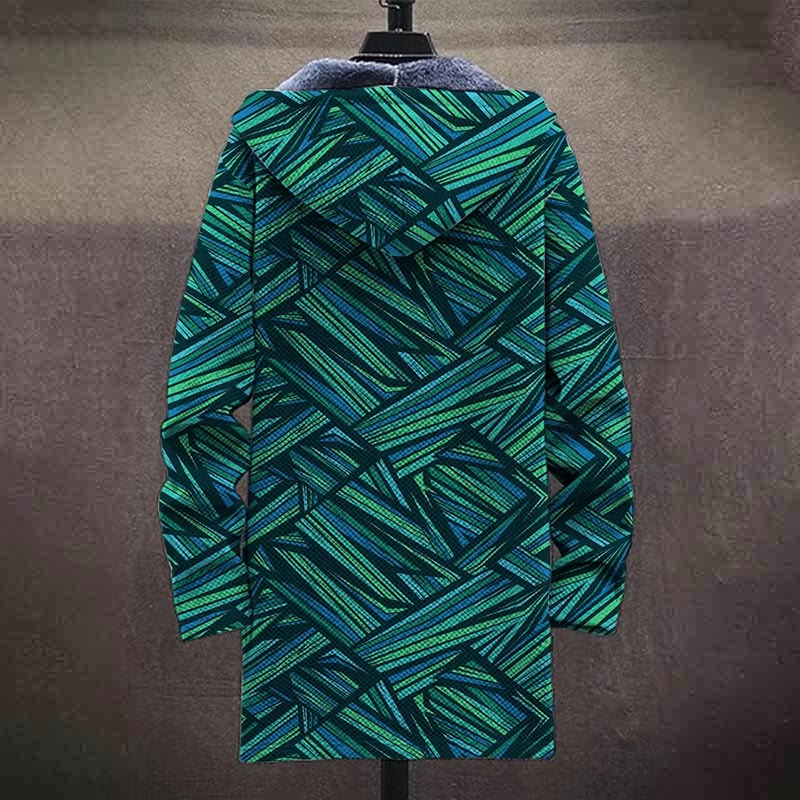 Geometric Elements Stripes Glitter Colorful Lines Print Unisex Plush Thick Long-sleeved Fleece Jacket Coat - image 4