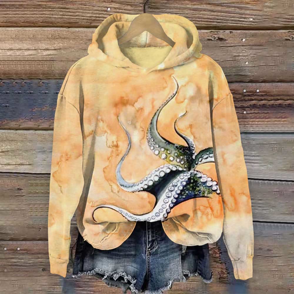 Partial Octopus Tentacle Art Print Cozy Hoodie