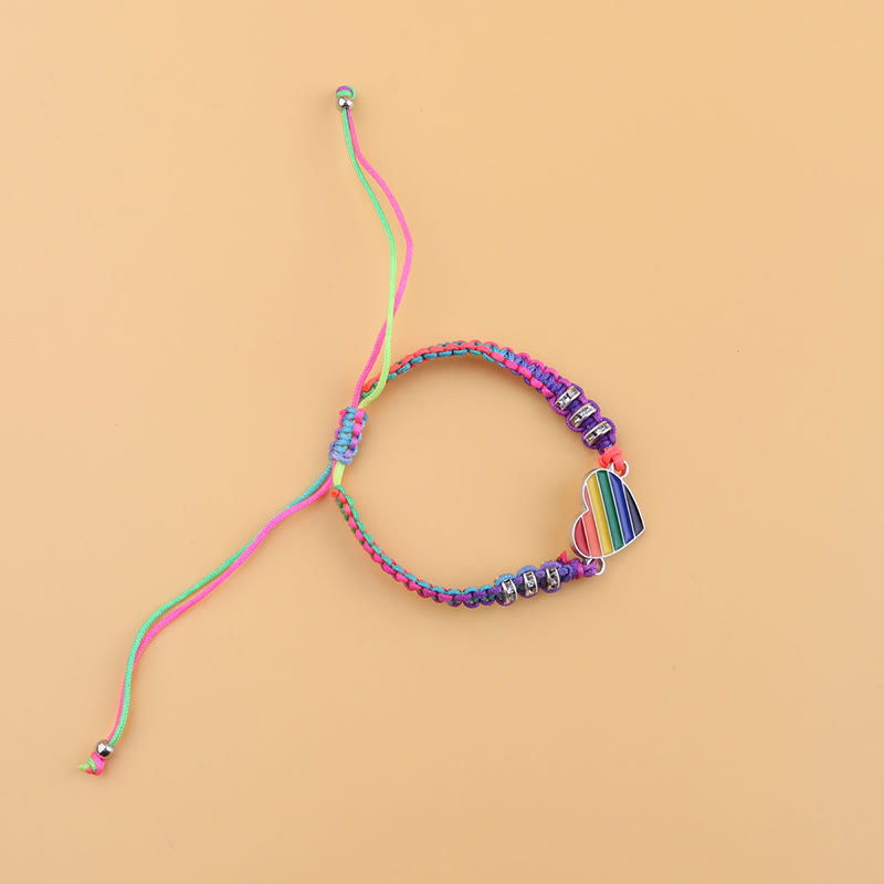 2 Card-mounted Rainbow Color Stitching Hand-woven Adjustable Couple Bracelet Set - image 11